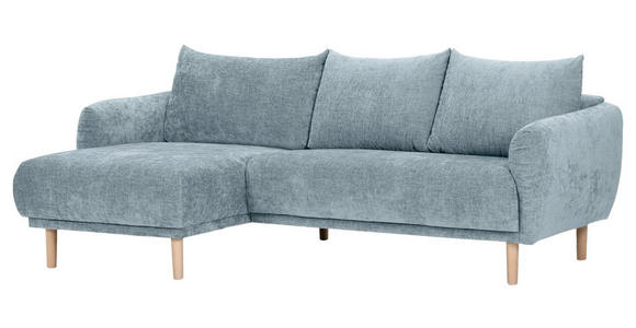 ECKSOFA Blau Flachgewebe - Blau/Buchefarben, KONVENTIONELL, Holz/Textil (144/230cm) - Carryhome