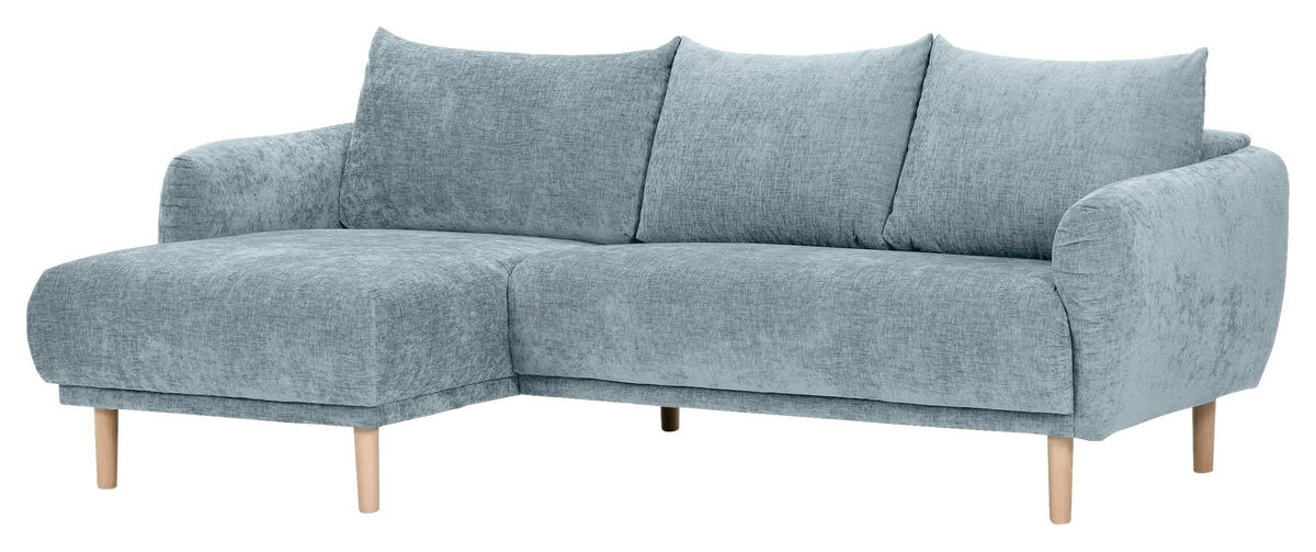 ECKSOFA Blau Flachgewebe  - Blau/Buchefarben, KONVENTIONELL, Holz/Textil (144/230cm) - Carryhome