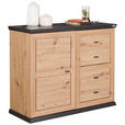 KOMMODE , 108/89,5/43 cm, 4 Schublade(n)  - Dunkelgrau/Eichefarben, LIFESTYLE, Holzwerkstoff/Metall (108/89,5/43cm) - Xora