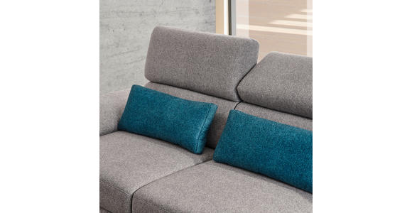 ECKSOFA in Velours Grau  - Schwarz/Grau, Design, Textil/Metall (295/187cm) - Novel