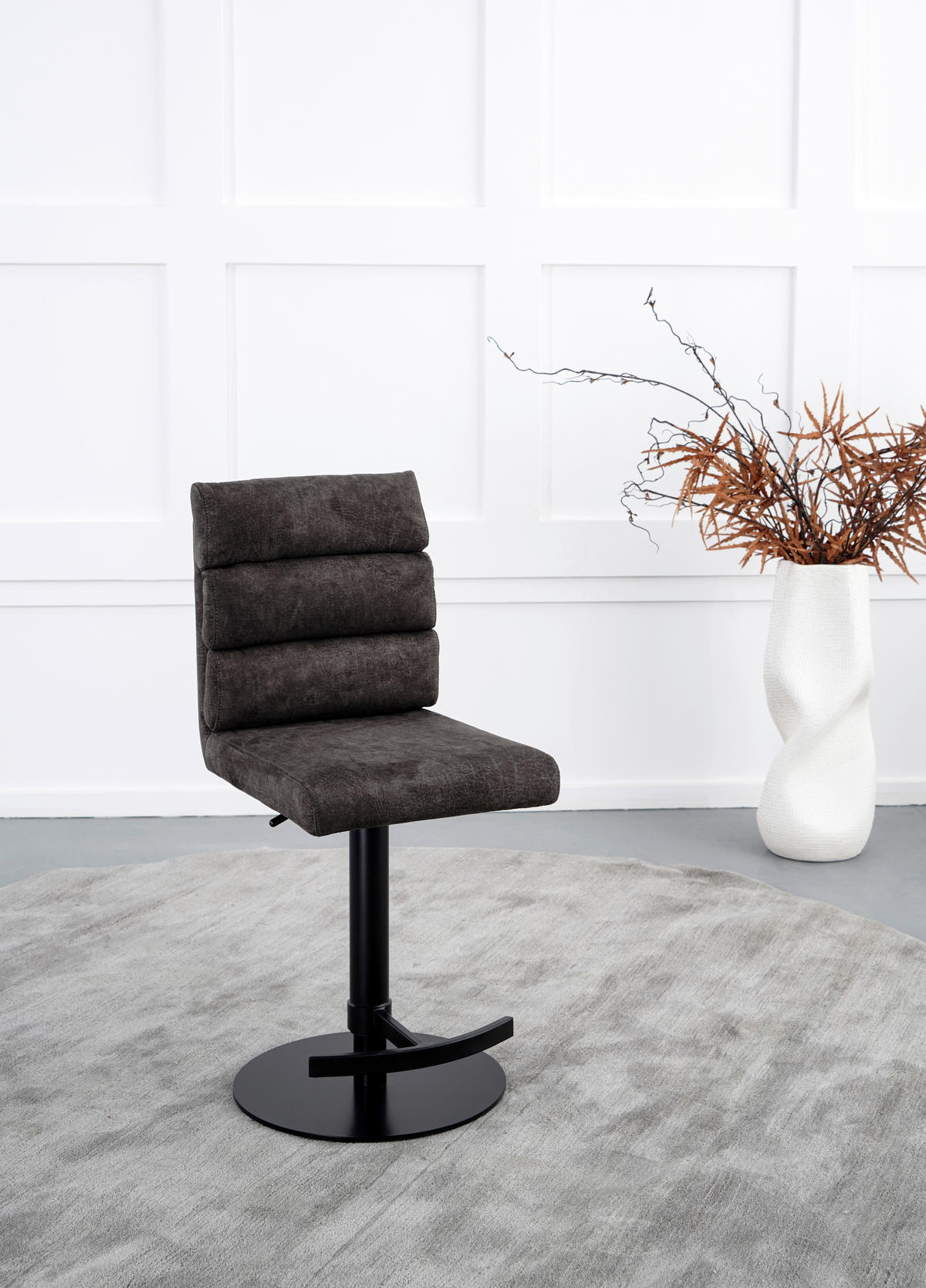 BARHOCKER Webstoff Braun Eisen Stoffauswahl, Sitzfläche 360° drehbar  - Schwarz/Braun, Design, Textil/Metall (42/90-117/58,5cm) - Novel