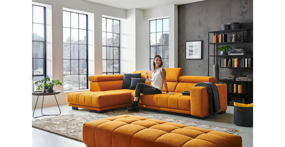 ECKSOFA Gelb Mikrofaser  - Gelb/Schwarz, Design, Textil/Metall (207/301cm) - Xora