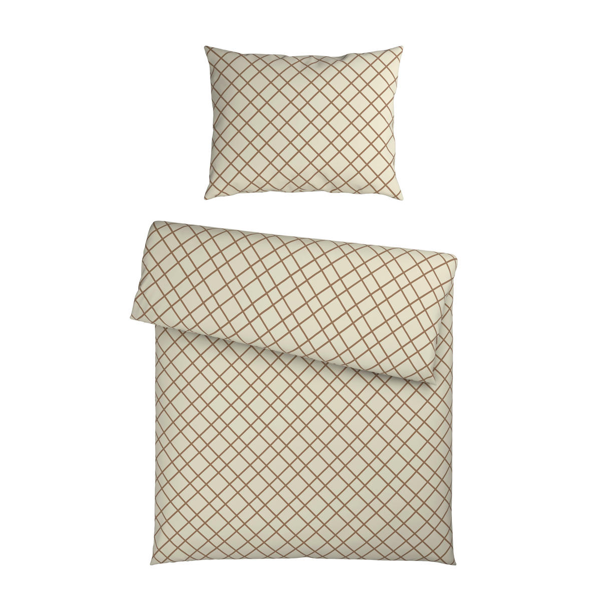 BETTWÄSCHESET Flanell 160/210 cm  65 cm/100 cm  - Creme/Braun, Konventionell, Textil (160/210cm) - Esposa