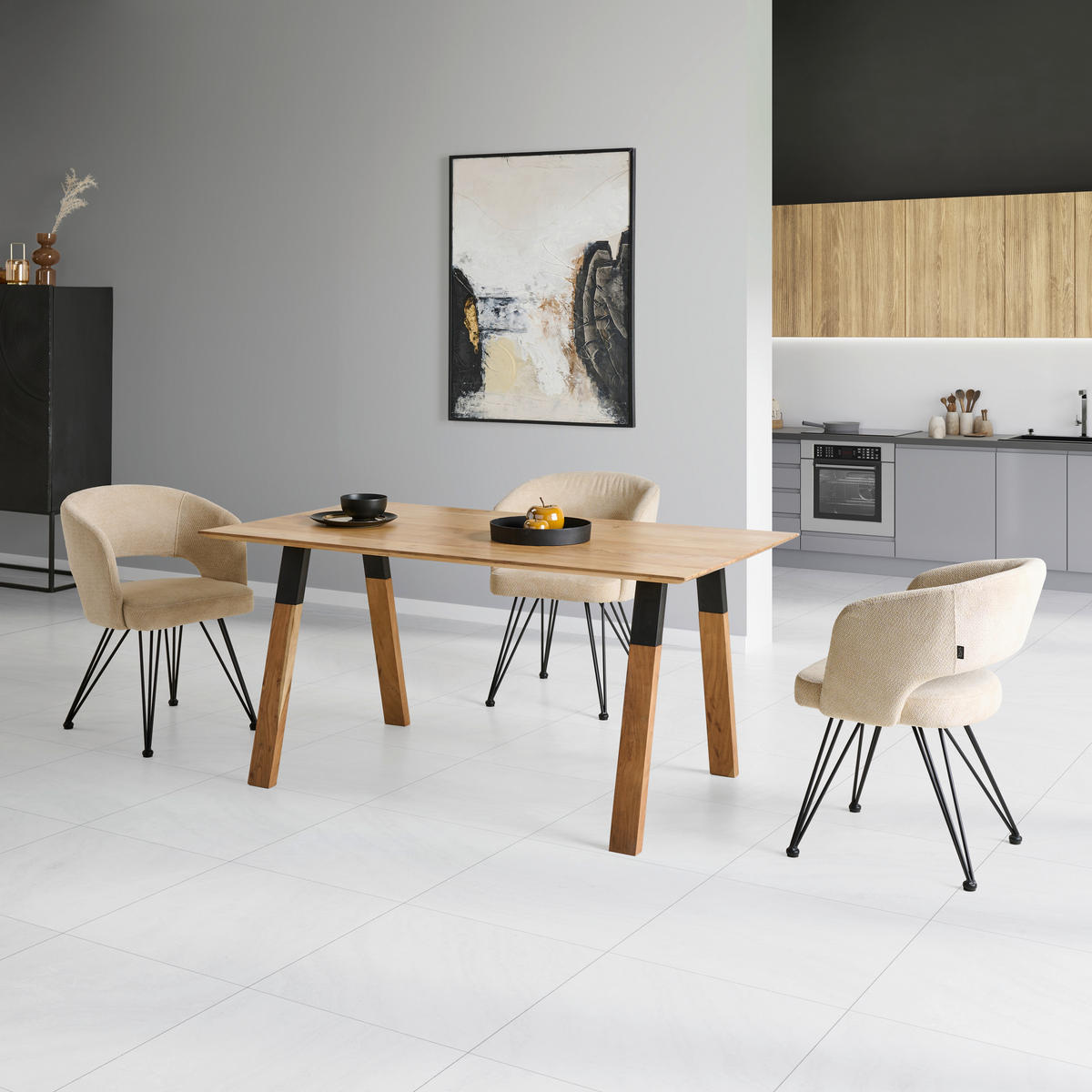 JEDÁLENSKÝ STÔL, akácia, prírodná farba, 160/76/90 cm - čierna/prírodná farba, Modern, kov/drevo (160/76/90cm) - Livetastic