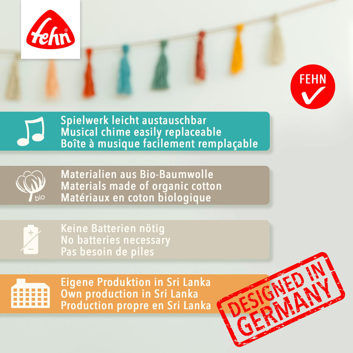 SPIELUHR fehnNATUR  - Weiß, Basics, Textil (17/14cm) - Fehn