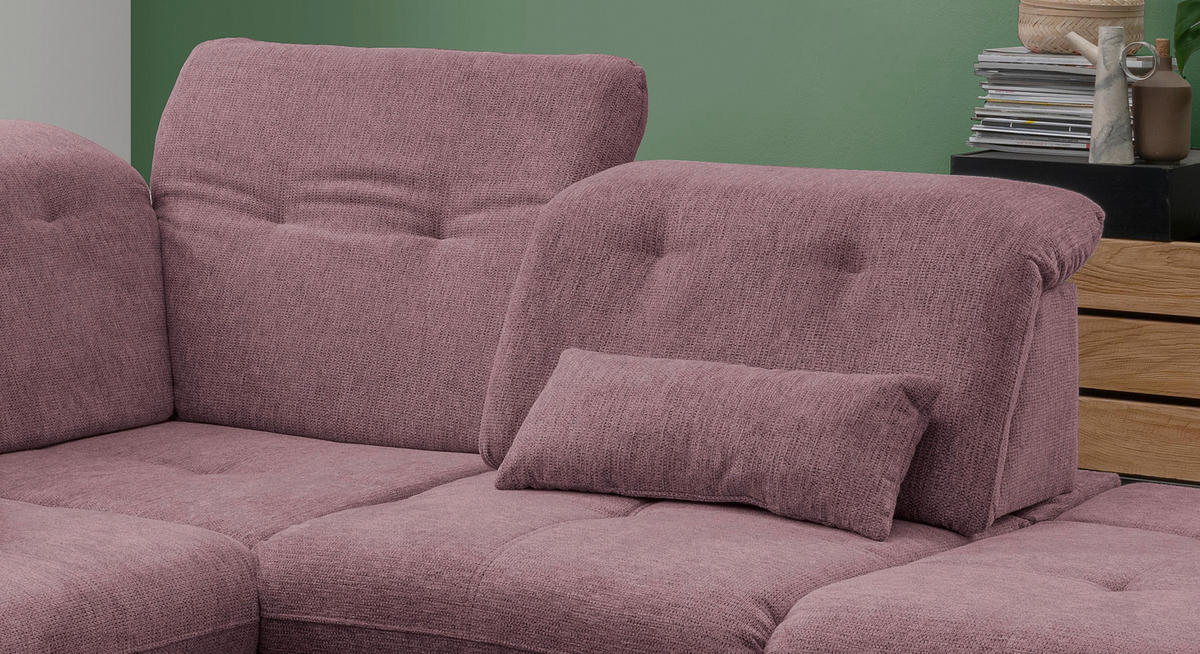 ECKSOFA in Chenille Brombeere  - Chromfarben/Brombeere, Design, Textil/Metall (280/254cm) - Livetastic
