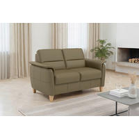 DVOUMÍSTNÁ POHOVKA, olivově zelená, pravá kůže - barvy dubu/olivově zelená, Basics, dřevo/kůže (149/89/89cm) - Sit & More