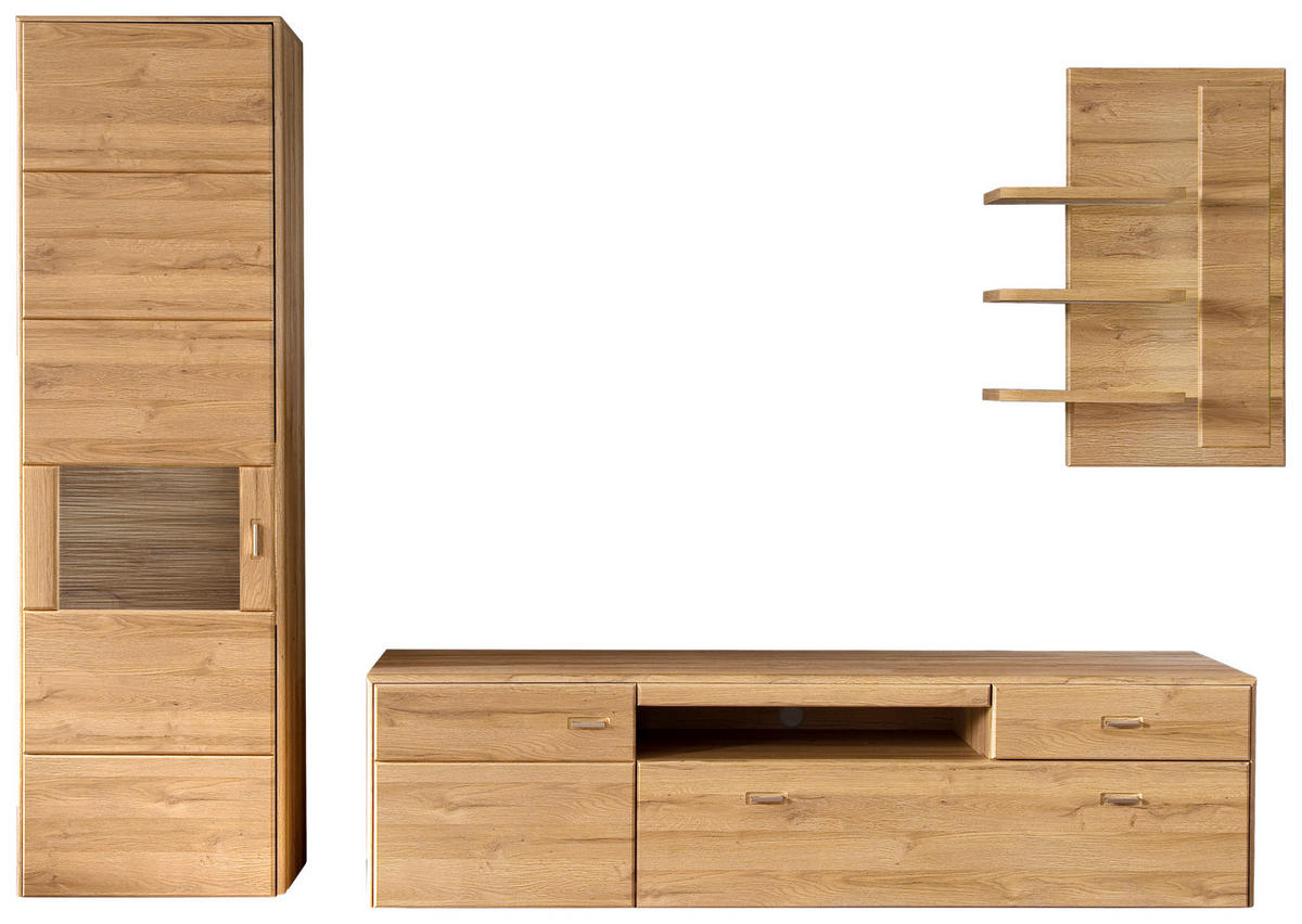 WOHNWAND  Eichefarben 300/206/52 cm  - Eichefarben, Konventionell, Glas/Holzwerkstoff (300/206/52cm) - Cantus