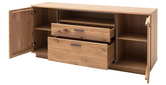 SIDEBOARD Asteiche furniert Anthrazit, Eichefarben Einlegeböden  - Eichefarben/Anthrazit, KONVENTIONELL, Holz/Holzwerkstoff (180/81/44cm) - Landscape