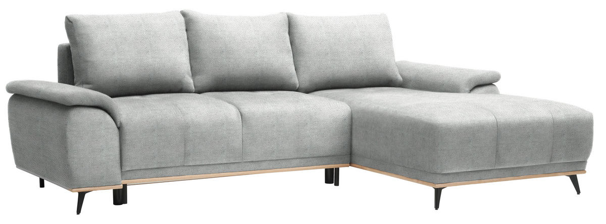 ECKSOFA in Struktur Grau  - Schwarz/Grau, Modern, Textil/Metall (262/168cm) - home24