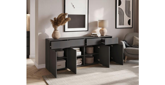 SIDEBOARD  200/79,6/39,8 cm 4 Schublade(n)  - Anthrazit/Schwarz, Design, Holzwerkstoff/Kunststoff (200/79,6/39,8cm) - Xora