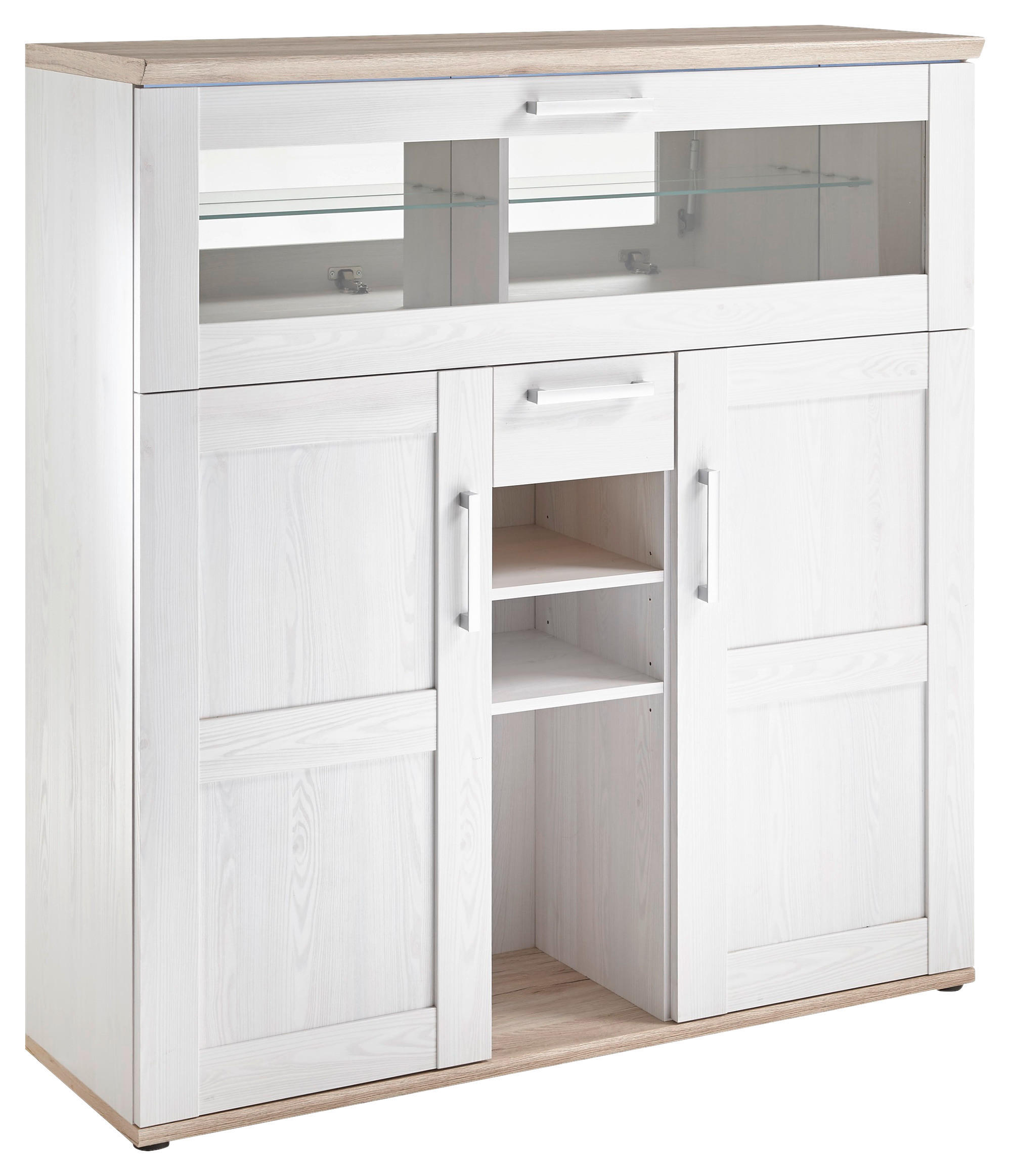 BAR Braun, Weiß - Anthrazit/Silberfarben, Design, Glas/Holzwerkstoff (128/137/42cm)