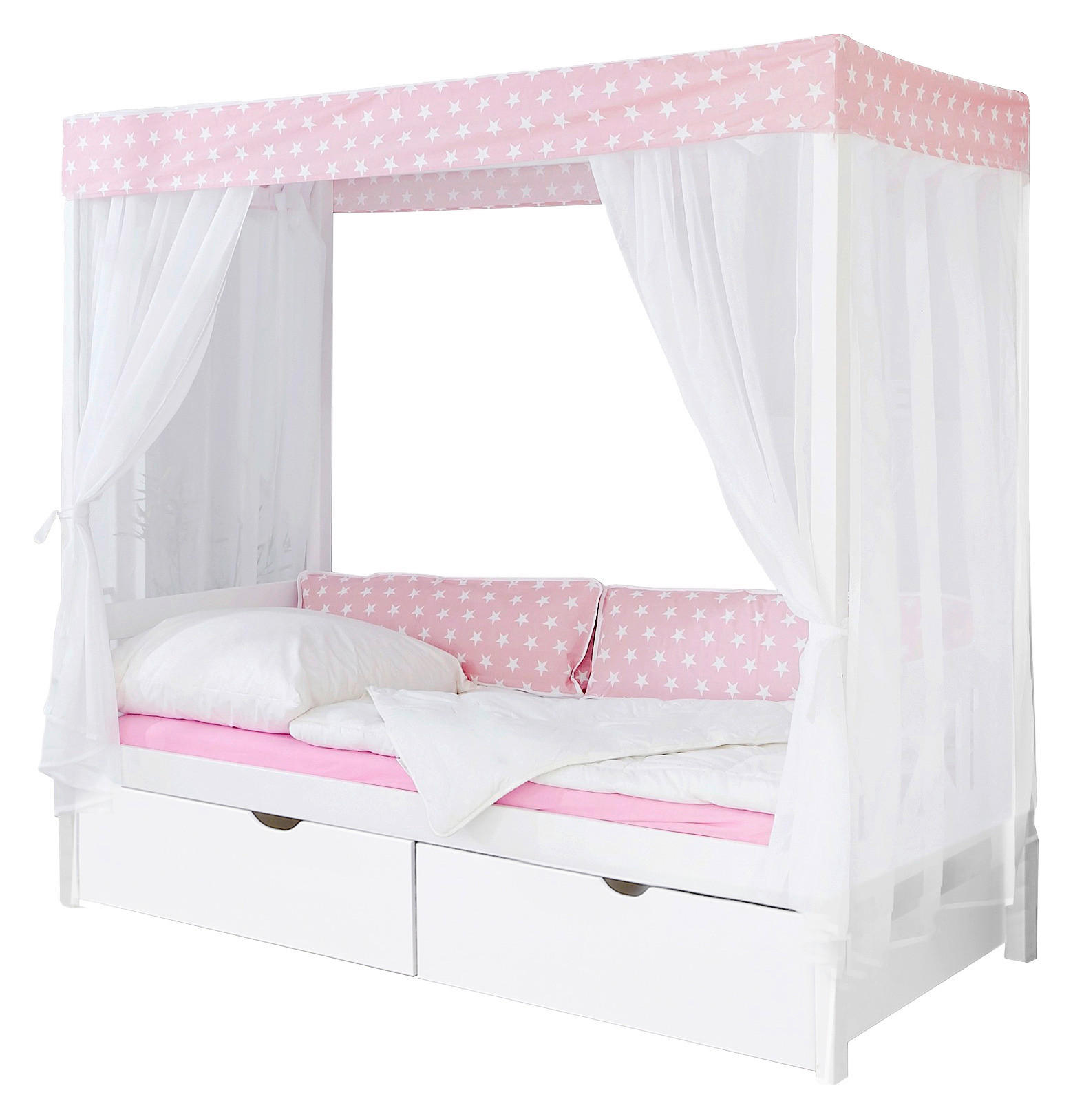 HIMMELBETT 90/200 cm  in Rosa, Weiß  - Weiß/Rosa, MODERN, Holz (90/200cm) - MID.YOU