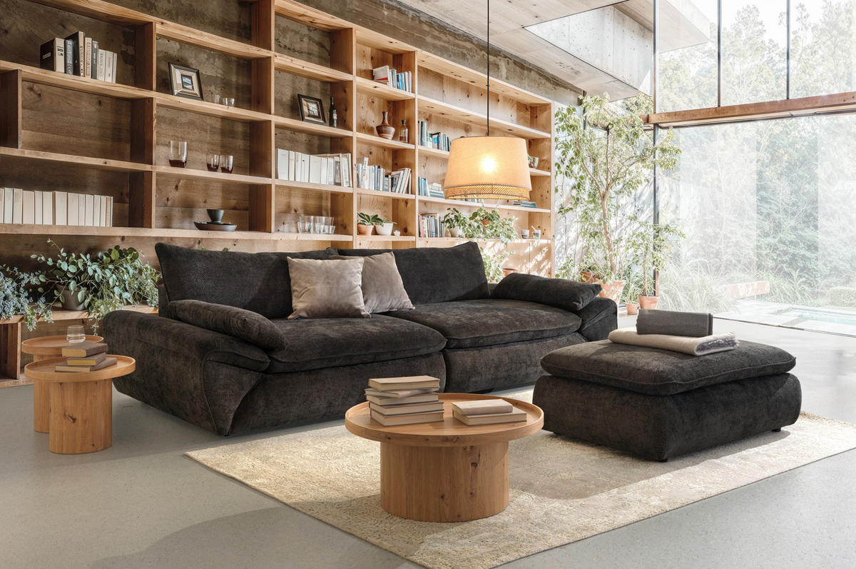 BIG SOFFA i struktur svart  - svart, Klassisk, textil/plast (302/80/120cm) - MID.YOU