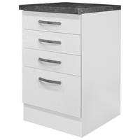 SCHUBKASTENUNTERSCHRANK 50/86/60 cm  in Weiß, Weiß Hochglanz  - Edelstahlfarben/Weiß Hochglanz, MODERN, Holzwerkstoff/Metall (50/86/60cm) - FlexWell