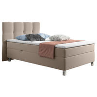 BOXBETT 120/200 cm  in Beige  - Beige/Alufarben, KONVENTIONELL, Kunststoff/Textil (120/200cm) - Carryhome