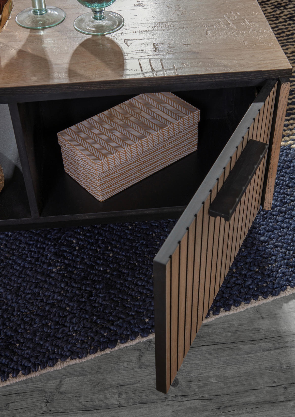 COUCHTISCH 45/65/45 cm rechteckig Schwarz, Eichefarben  - Eichefarben/Schwarz, Trend, Holzwerkstoff/Metall (45/65/45cm) - Carryhome
