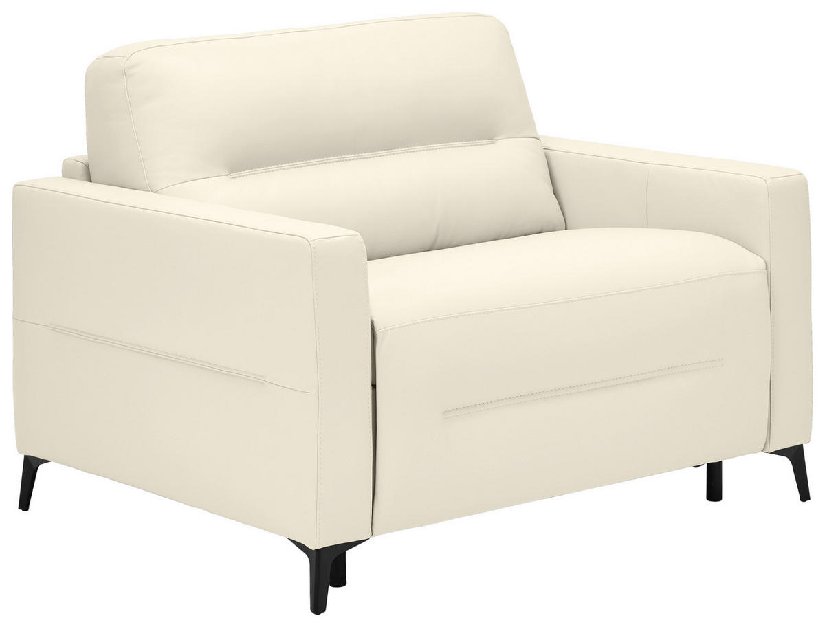 SCHLAFSESSEL Echtleder Creme    - Creme/Schwarz, Design, Leder/Metall (115/89/97cm) - Novel