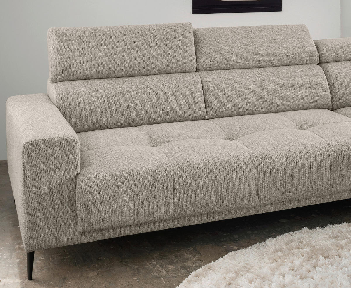 ECKSOFA Beige Chenille  - Beige/Schwarz, KONVENTIONELL, Textil/Metall (276/188cm) - Livetastic