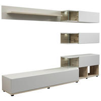 OBÝVACÍ STĚNA, barvy dubu, šedá - šedá/barvy dubu, Design, kompozitní dřevo/plast (240/150/40cm) - MID.YOU