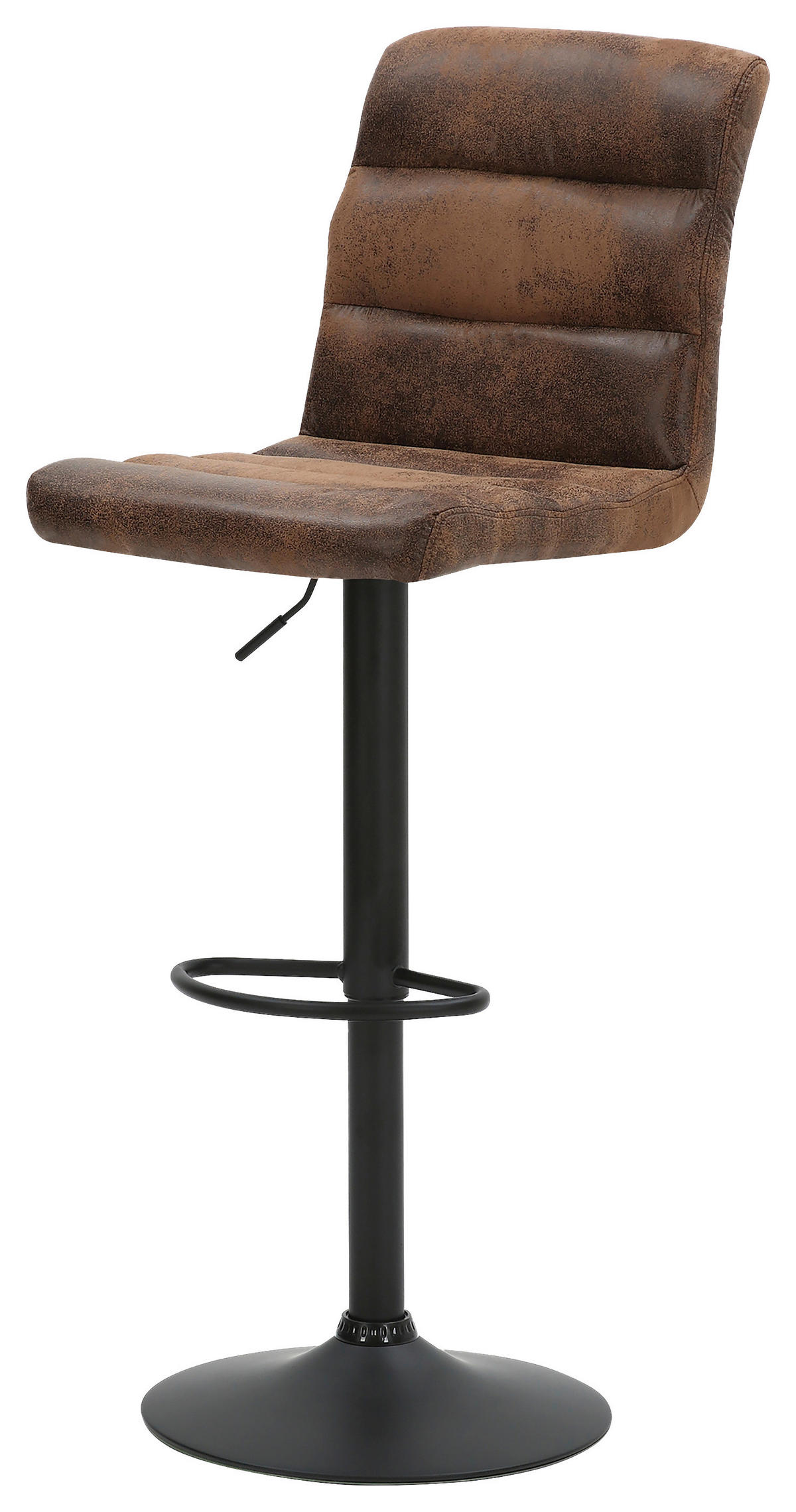 BARHOCKER-SET Mikrofaser Anthrazit, Braun Stahl Sitzfläche 360° drehbar  - Anthrazit/Braun, LIFESTYLE, Textil/Metall (42/61-83/43cm) - MID.YOU