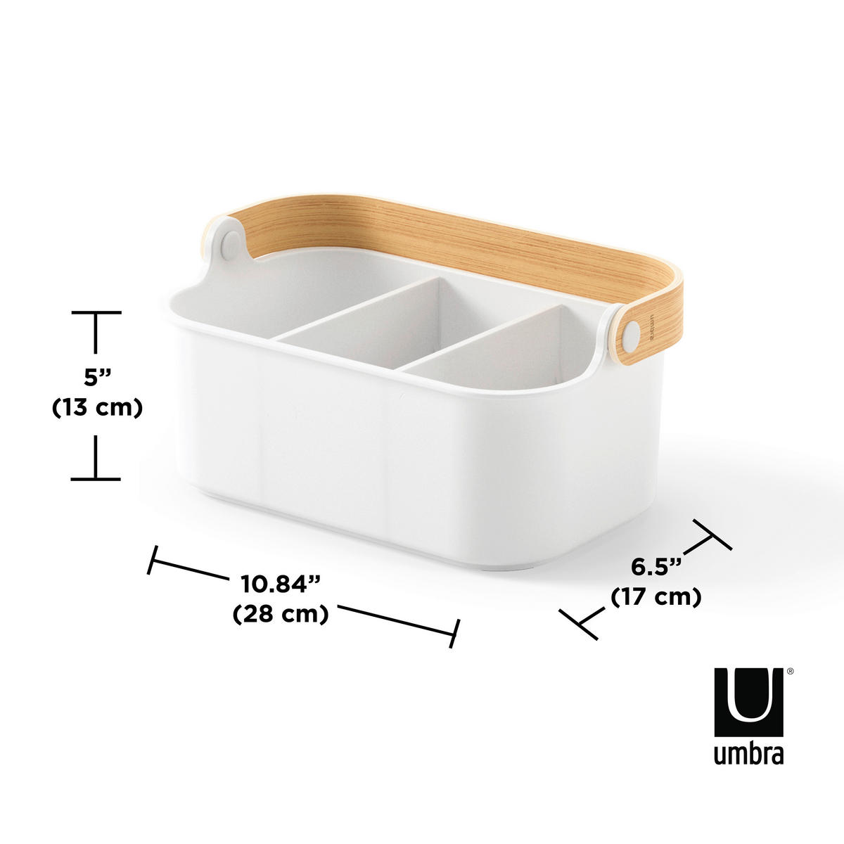 ORGANIZATOR         17/12/28 cm            - bela/naravne barve, Basics, umetna masa/les (17/12/28cm) - Umbra