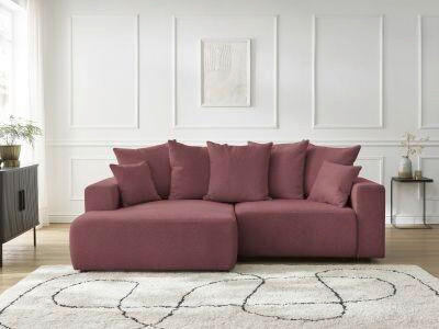ECKSOFA Ottomane links  ATILLA Rot Flachgewebe  - Rot/Schwarz, MODERN, Kunststoff/Textil (149/244cm)