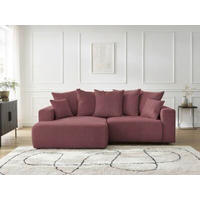 ECKSOFA Ottomane links  ATILLA Rot Flachgewebe  - Rot/Schwarz, MODERN, Kunststoff/Textil (149/244cm)