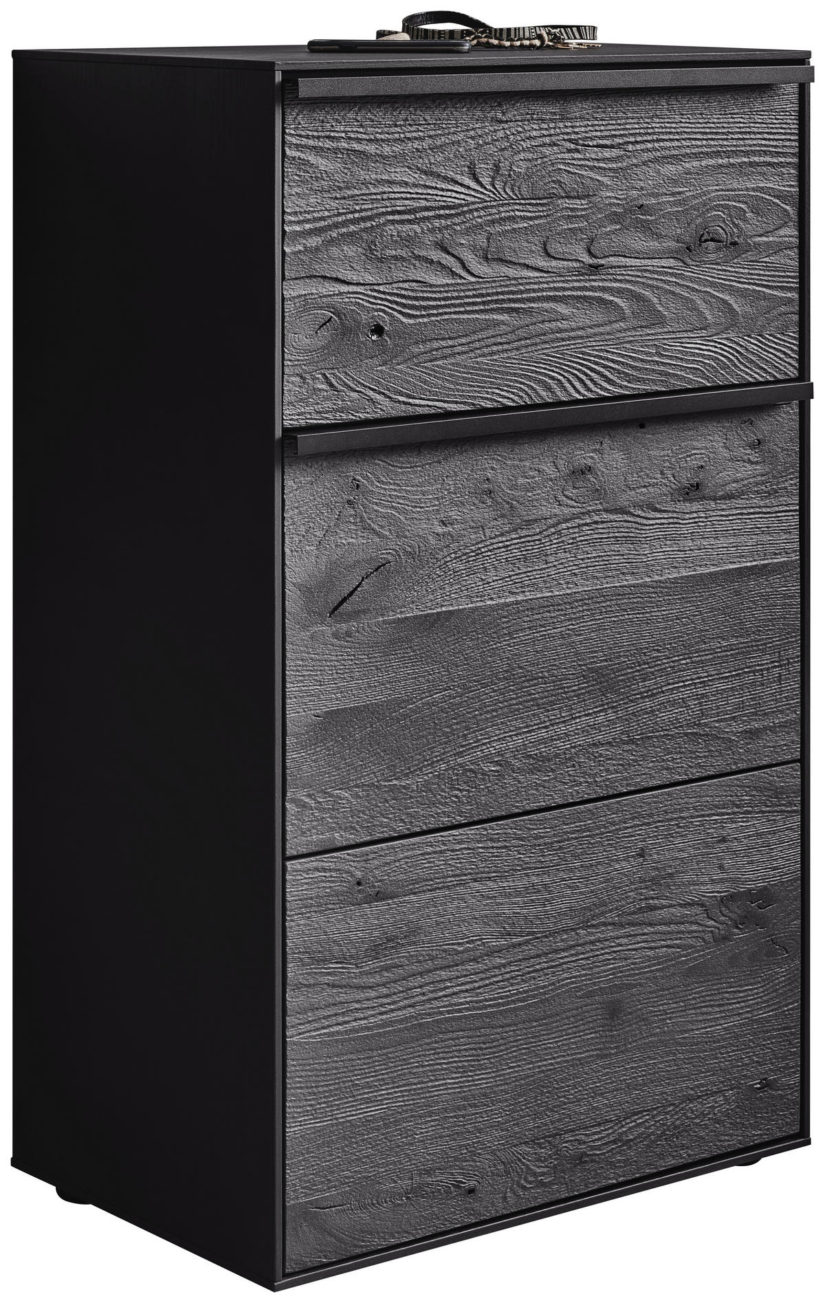 SCHUHSCHRANK LENYA GARDEROBEN  in 60/98/39 cm  - Anthrazit/Schwarz, Design, Holz/Metall (60/98/39cm) - Johann Jakob