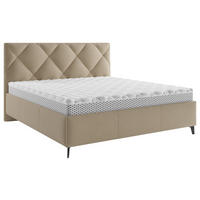 POLSTERBETT 160/200 cm,  in Bronzefarben, gepolstertes Kopfteil, Lattenrost, Bettkasten,  - Hellbraun/Schwarz, MODERN, Holz/Textil (160/200cm) - Boxxx