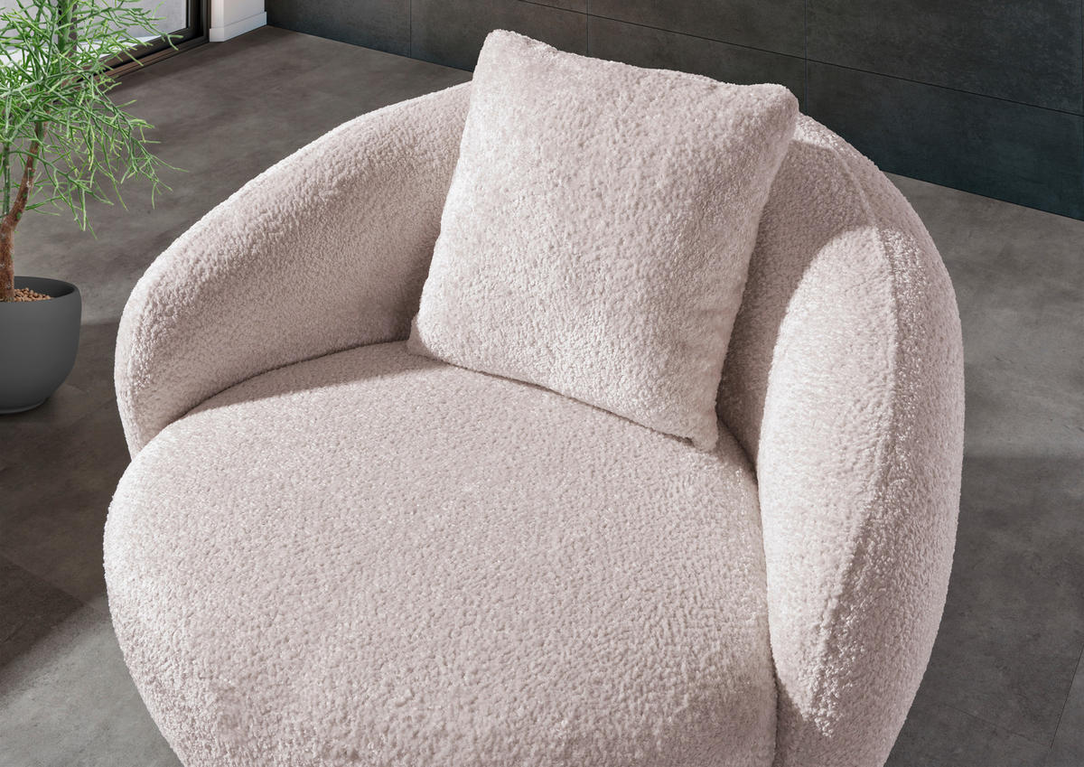 COCKTAILSESSEL in Chenille Rosa  - Schwarz/Rosa, Lifestyle, Textil/Metall (101/79/96cm) - Xora