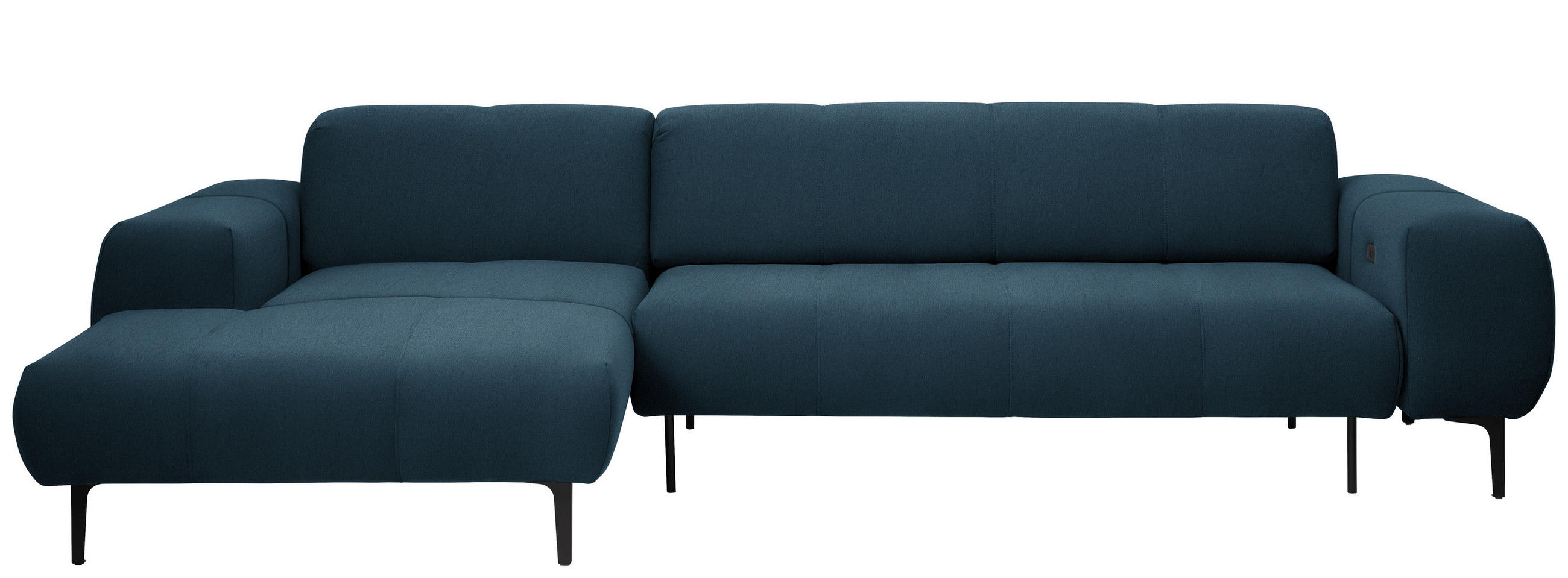ECKSOFA in Chenille Blau  - Blau/Schwarz, Design, Textil/Metall (167/311cm) - Xora