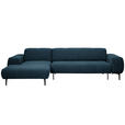 ECKSOFA  in Chenille Blau  167/311 cm  - Blau/Schwarz, Design, Textil/Metall (167/311cm) - Xora