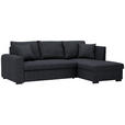 ECKSOFA inkl.Funktionen Dunkelgrau Webstoff  - Dunkelgrau/Schwarz, Design, Kunststoff/Textil (238/158cm) - Xora