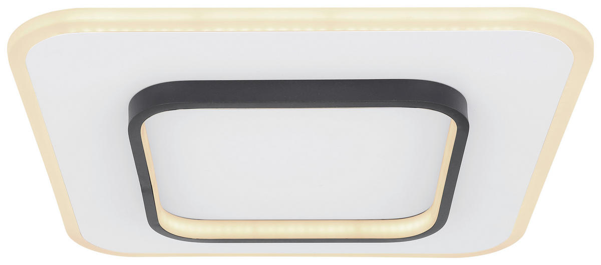 LED-DECKENLEUCHTE Lima 45,8/45,8/6 cm   - Opal/Schwarz, Basics, Kunststoff/Metall (45,8/45,8/6cm) - Globo