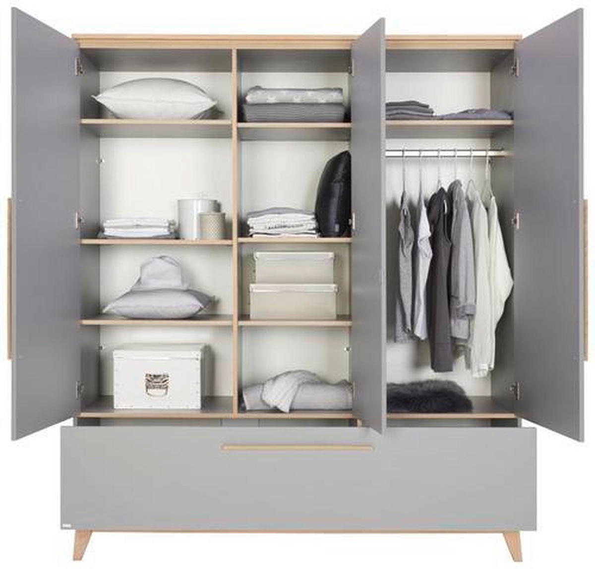 KLEIDERSCHRANK in Grau, Eichefarben  - Eichefarben/Grau, Modern, Holz/Holzwerkstoff (170,7/200/57,2cm) - Paidi