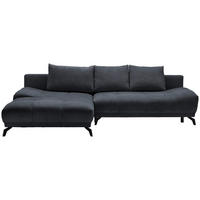ECKSOFA in Chenille Dunkelblau  - Schwarz/Dunkelblau, Modern, Textil/Metall (182/290cm) - Hom`in
