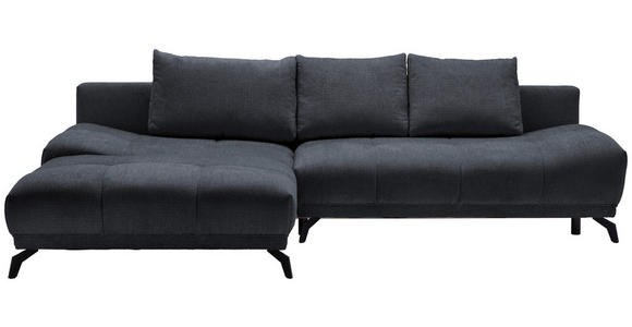 ECKSOFA in Chenille Dunkelblau  - Schwarz/Dunkelblau, MODERN, Textil/Metall (182/290cm) - Hom`in