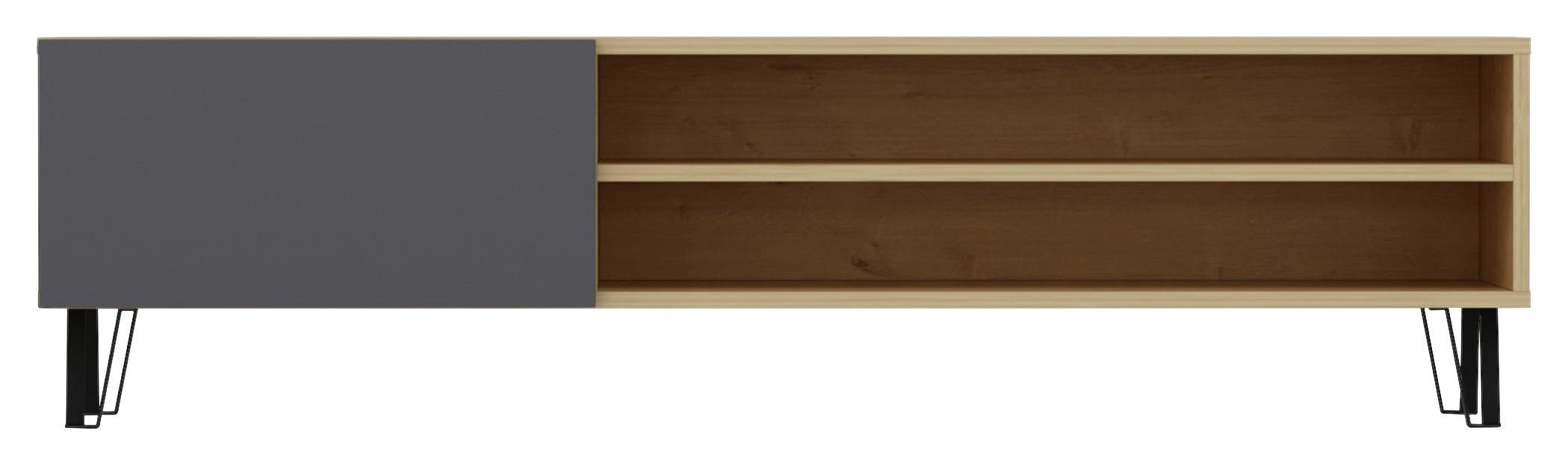 LOWBOARD Vienna  in 160/47/37,4 cm  - Eichefarben/Schwarz, Design, Holzwerkstoff/Metall (160/47/37,4cm) - Livetastic