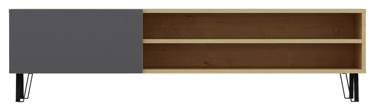 TV-BÄNK 160/47/37,4 cm  - svart/grå, Design, metall/trämaterial (160/47/37,4cm) - Livetastic