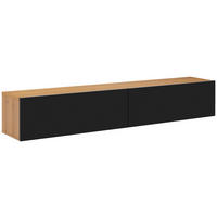 LOWBOARD  in  - Schwarz Hochglanz/Naturfarben, Design, Holz/Holzwerkstoff (180/33/30cm) - MID.YOU