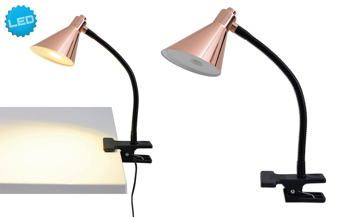 LED-KLEMMLEUCHTE 8,5/8,4 cm   - Schwarz/Kupferfarben, Basics, Metall (8,5/8,4cm) - Näve