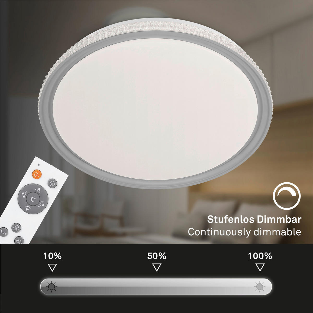 LED SVJETILJKA STROPNA  - svijetlo siva, Basics, plastika (50/8,2cm)