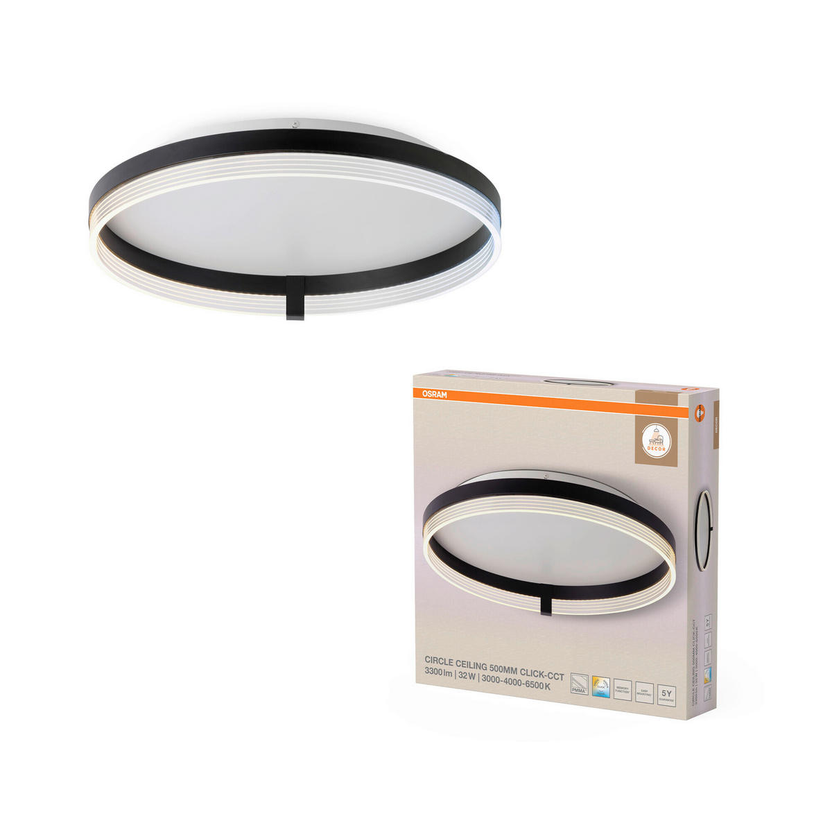 LED-DECKENLEUCHTE 50/9,4 cm   - Schwarz, Design, Kunststoff (50/9,4cm) - Osram