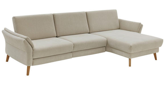 ECKSOFA Beige Chenille, Flachgewebe - Beige/Naturfarben, Design, Holz/Textil (281/157cm) - Valnatura