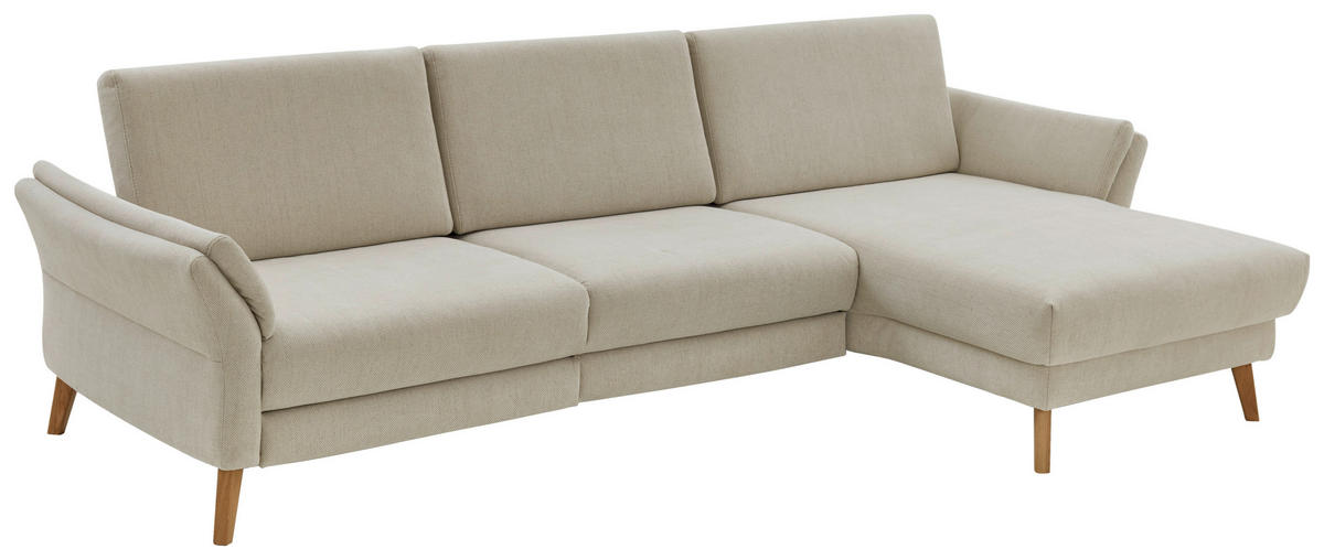 ECKSOFA Beige Chenille, Flachgewebe  - Beige/Naturfarben, Design, Holz/Textil (281/157cm) - Valnatura