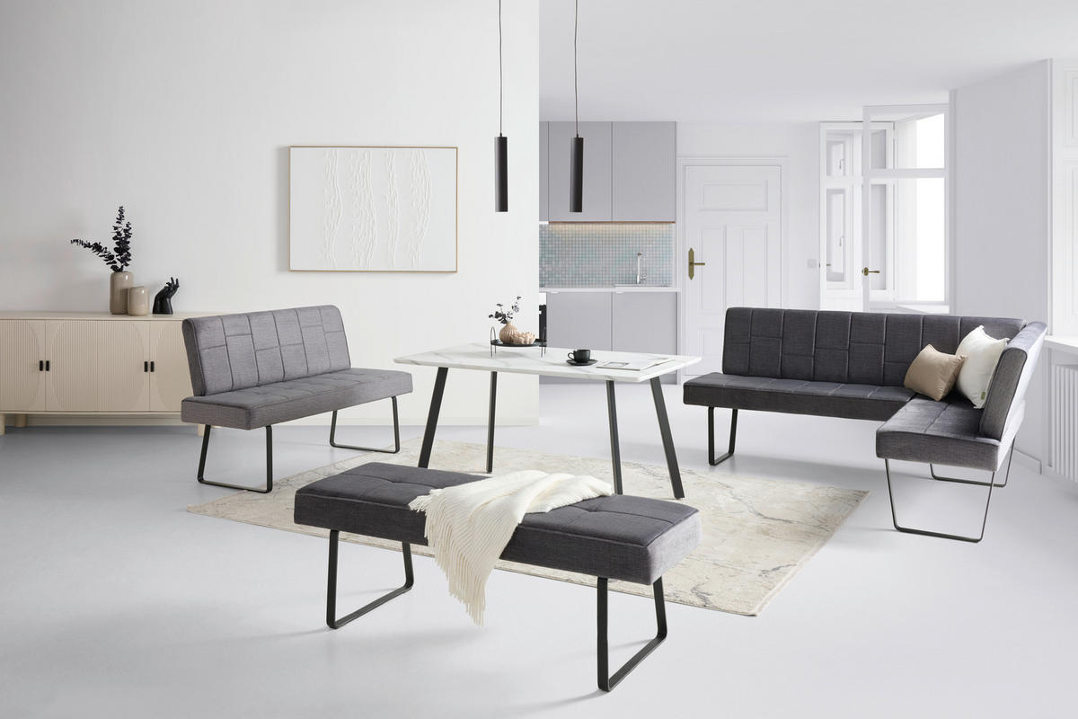 SITZBANK 140/88/62 cm Samt Dunkelgrau  - Dunkelgrau/Schwarz, KONVENTIONELL, Textil/Metall (140/88/62cm) - MID.YOU