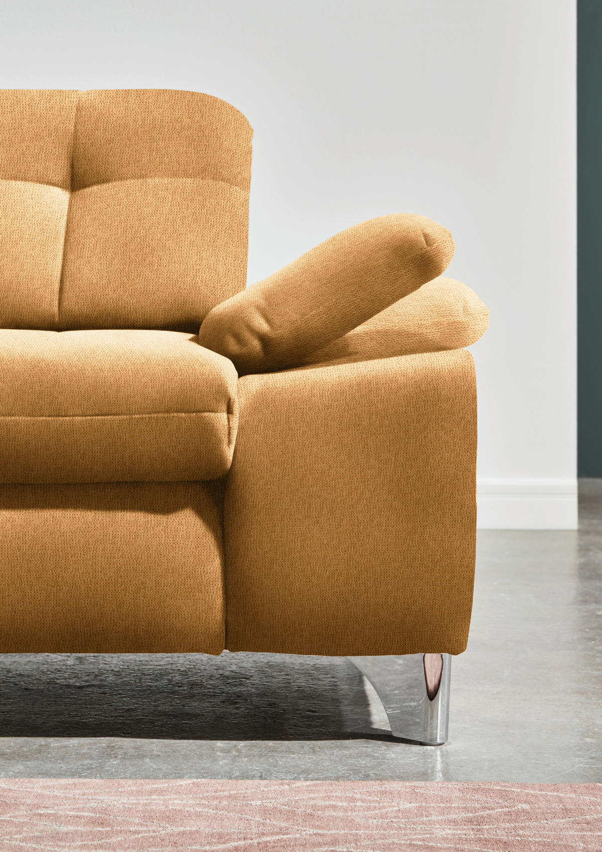 ECKSOFA in Chenille Currygelb  - Chromfarben/Currygelb, Design, Textil/Metall (260/310cm) - Beldomo Speed