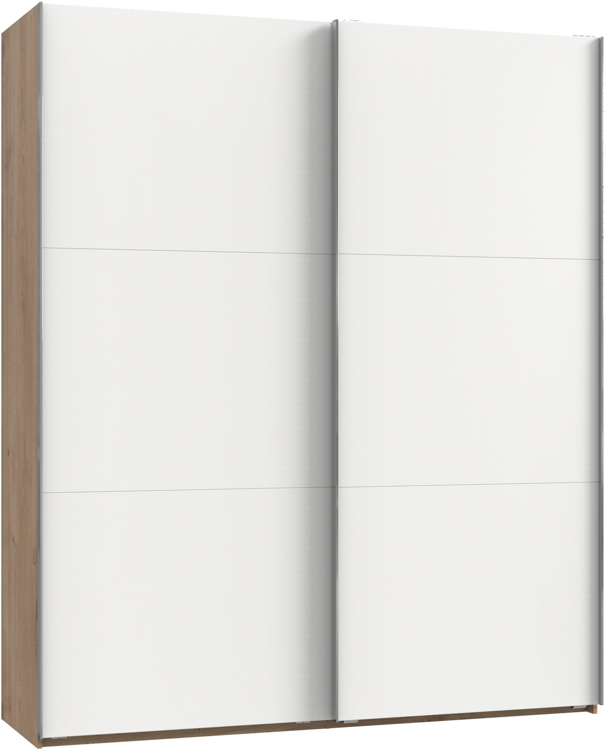 SCHWEBETÜRENSCHRANK 200/236/65 cm 2-türig Alufarben, Weiß, Eichefarben  - Chromfarben/Eichefarben, MODERN, Holzwerkstoff (200/236/65cm) - MID.YOU