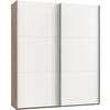 SCHWEBETÜRENSCHRANK  in Weiß, Eichefarben, Alufarben  - Chromfarben/Eichefarben, MODERN, Holzwerkstoff (200/236/65cm) - MID.YOU